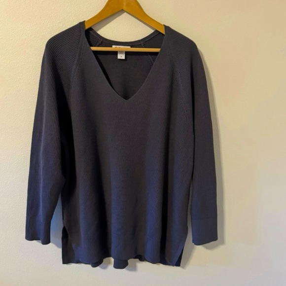 Athleta Sweaters - Athleta Handover Refined Wool Blend V Neck Ribbed Sweater Purple/Gray